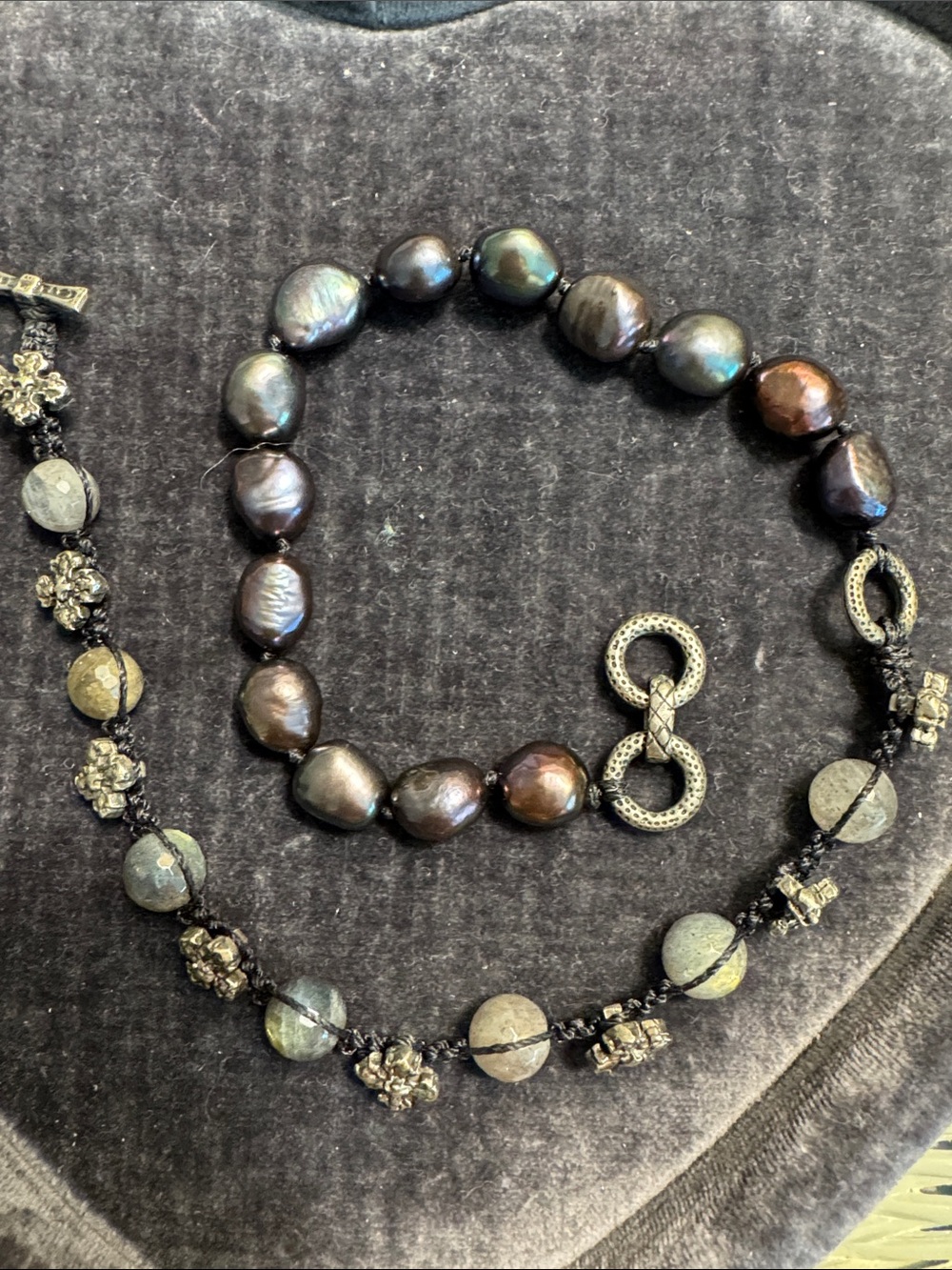 Vintage Love Heals Pearl and Silver Wrap Bracelet